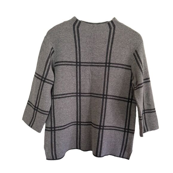 J.Jill Mock Neck Sweater Top Women’s Size S Gray Black Pane Pattern - Picture 10 of 10